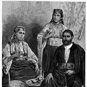 MOROCCAN JEWS, c1892. A Jewish couple in Tangier, Morocco. Wood engraving, American, c1892