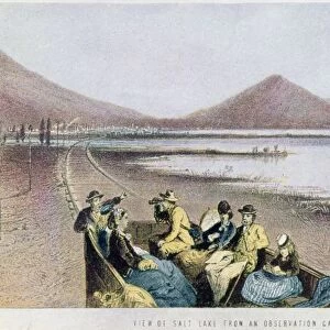 UTAH: GREAT SALT LAKE, 1869. View of the Great Salt Lake from an observation car