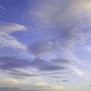 Clouds and blue sky, dusk, low angle view