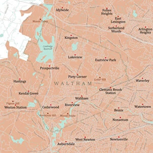 MA Middlesex Waltham Vector Road Map