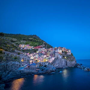 The village of Manarola after the sunset, Liguria. Italy