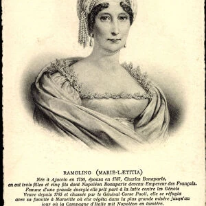 Artist Ak Ramolino, Marie Laetitia, Nee a Ajaccio en 1750 (b / w photo)