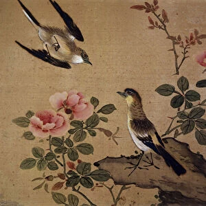 Chinese art: flowers and birds. Painting on silk. 16th century Paris, B. N
