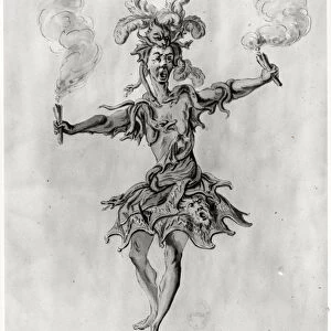 Costume design for the ballet Medusa (engraving) (b / w photo)