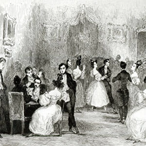 An Evening at the House of Charles Nodier (1780-1844) 1831 (w / c on paper) (b / w photo)