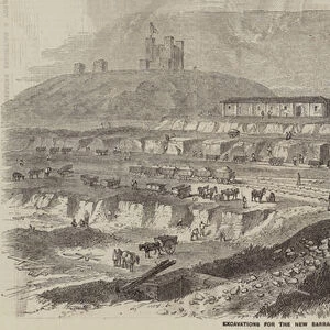 Excavations for the New Barracks at Dover (engraving)