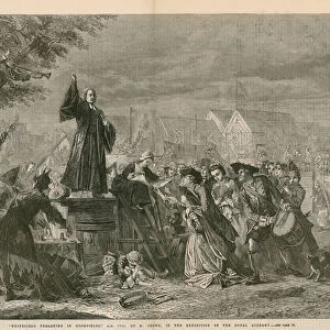 George Whitefield preaching in Moorfields, AD 1742 - in the exhibition of the Royal Academy (engraving)