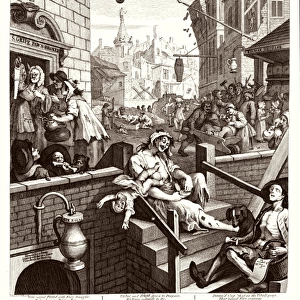 Gin Lane, 1751 (engraving) (b / w photo)
