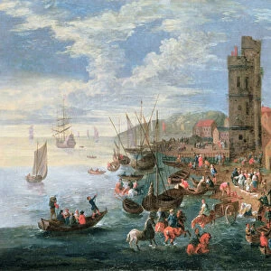 A Harbour Scene (oil on canvas)