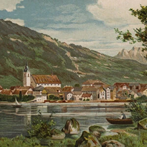 Lake Lucerne: Arth (colour litho)