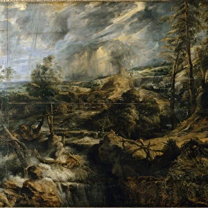 Landscape of Tempete with the Old Phrygians Philemon and Baucis (Painting, c. 1620)