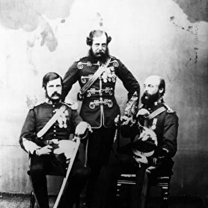 Lieutenant Colonels Lennox and Stanton and Captain Belfield R. E. c. 1860 (b / w photo)
