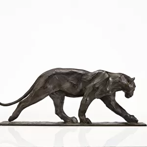 Panther walking, rear leg raised, c. 1904 (patinated bronze)