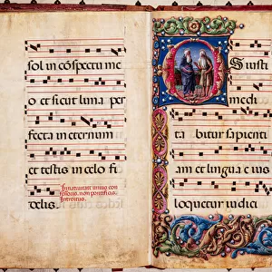 Piccolomini Library: choir book, cod. 17. 2, ff. 30v-31r with "Two Hermit Saints", by Liberale da Verona (about 1445 - 1527 / 9)