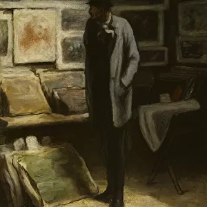 The Print Collector, c. 1857-63 (oil on cradled panel)