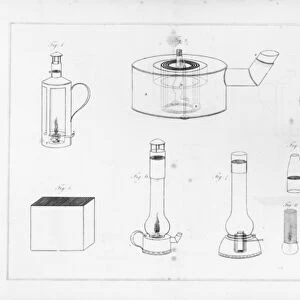 Safety lamps designed by Humphry Davy for use by miners