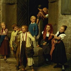 Schoolchildren Watching a Boy Cry, 1861 (oil on canvas)