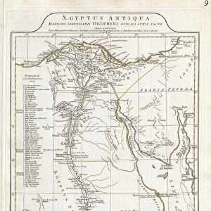 1794, Anville Map of Ancient Egypt, topography, cartography, geography, land, illustration