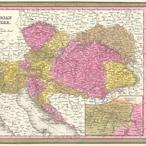 1850, Mitchell Map of Austria, Hungary and Transylvania, topography, cartography