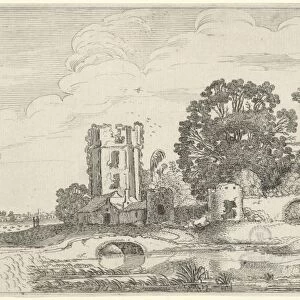 Landscape with the tower of the Huis ter Kleef in Haarlem, The Netherlands, print maker