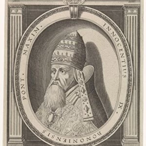 Portrait of Pope Innocent IX dressed in papal robes, the head adorned with the papal