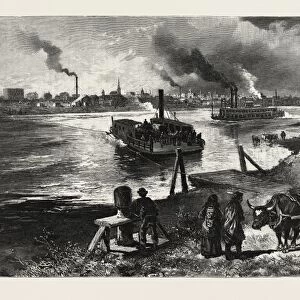 Winnipeg, from St. Boniface Ferry Landing, Canada, Nineteenth Century Engraving