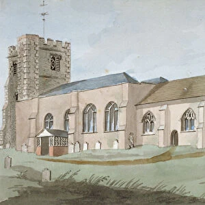 South-east view of All Saints Church, Edmonton, Enfield, London, 1800