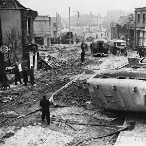 General view of Easton Road in Bristol after bombing during the Second World War