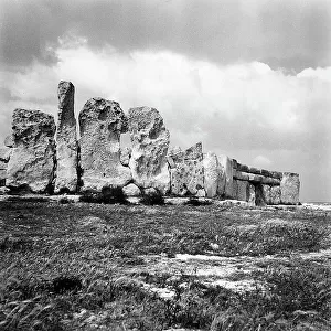 Ruins of the neolithic temple of Hagar Qim in Malta