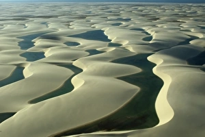 Aerial image of rain ponds in between sand dunes, Lencois Maranhenses, Maranhao, Brazil Aerial image of rain ponds in between sand dunes, Lencois Maranhenses, Maranhao, Brazil