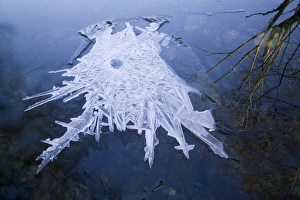 A partially frozen river in Easedale near Grasmere in the Lake District during a cold A partially frozen river in Easedale near Grasmere in the Lake District during a cold