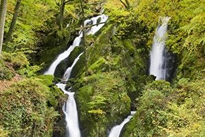 Stock Ghyll waterfall and surrounding woodland in autumn colours in Ambleside Lake Stock Ghyll waterfall and surrounding woodland in autumn colours in Ambleside Lake
